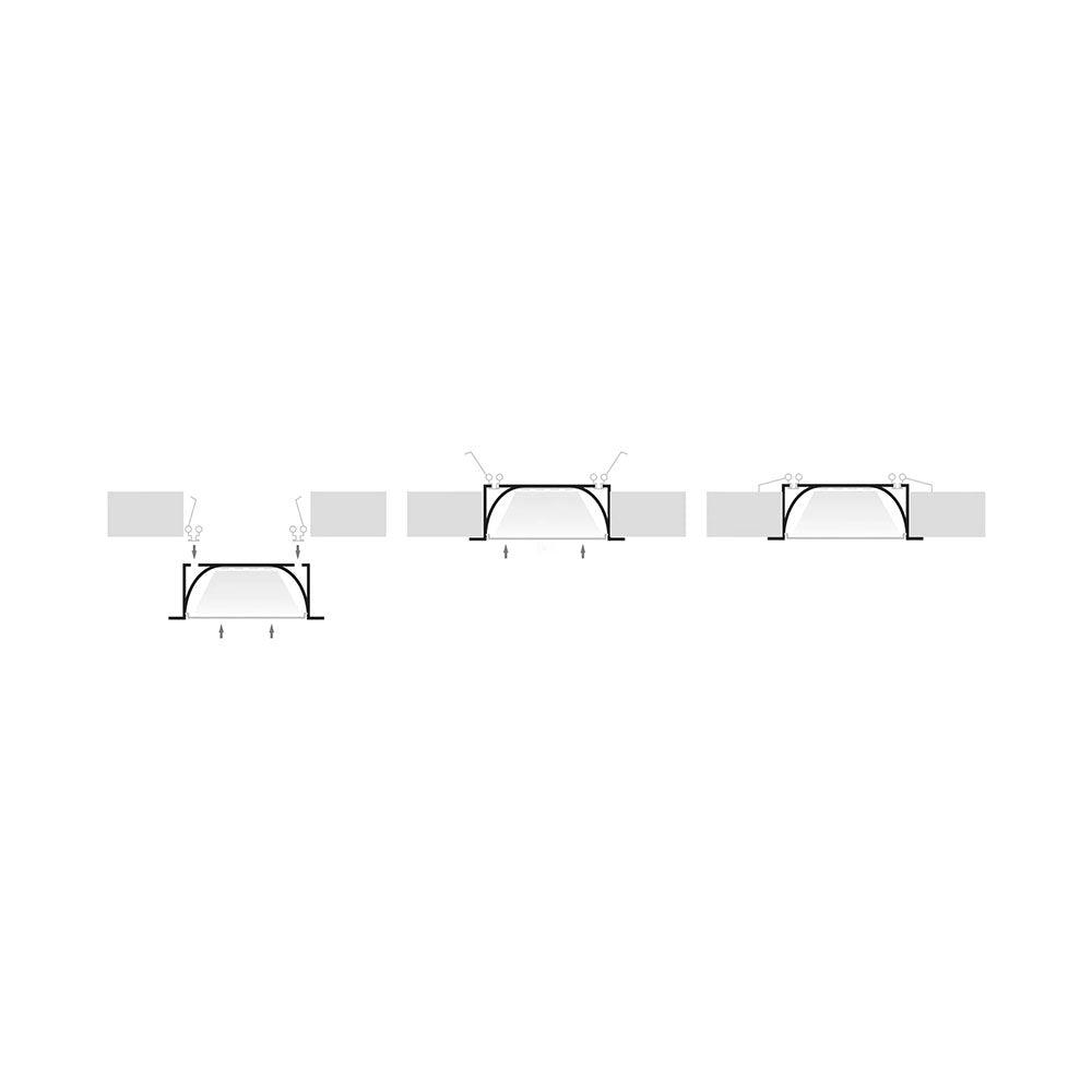 Large Deep Square Recessed 3 Meter 100x35mm Winged Aluminium LED Profile Silver - HV9695-9835-3M