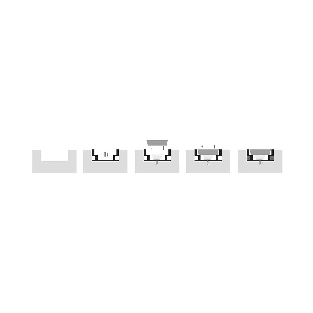Shallow Foot Trafficable 1 Meter 19x9mm Aluminium LED Profile Silver - HV9698-1908