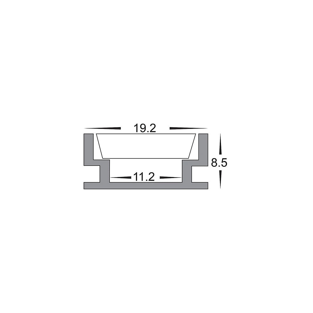 Shallow Foot Trafficable 1 Meter 19x9mm Aluminium LED Profile Silver - HV9698-1908