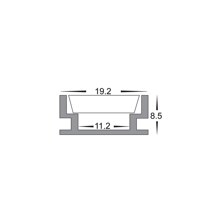 Shallow Foot Trafficable 1 Meter 19x9mm Aluminium LED Profile Silver - HV9698-1908