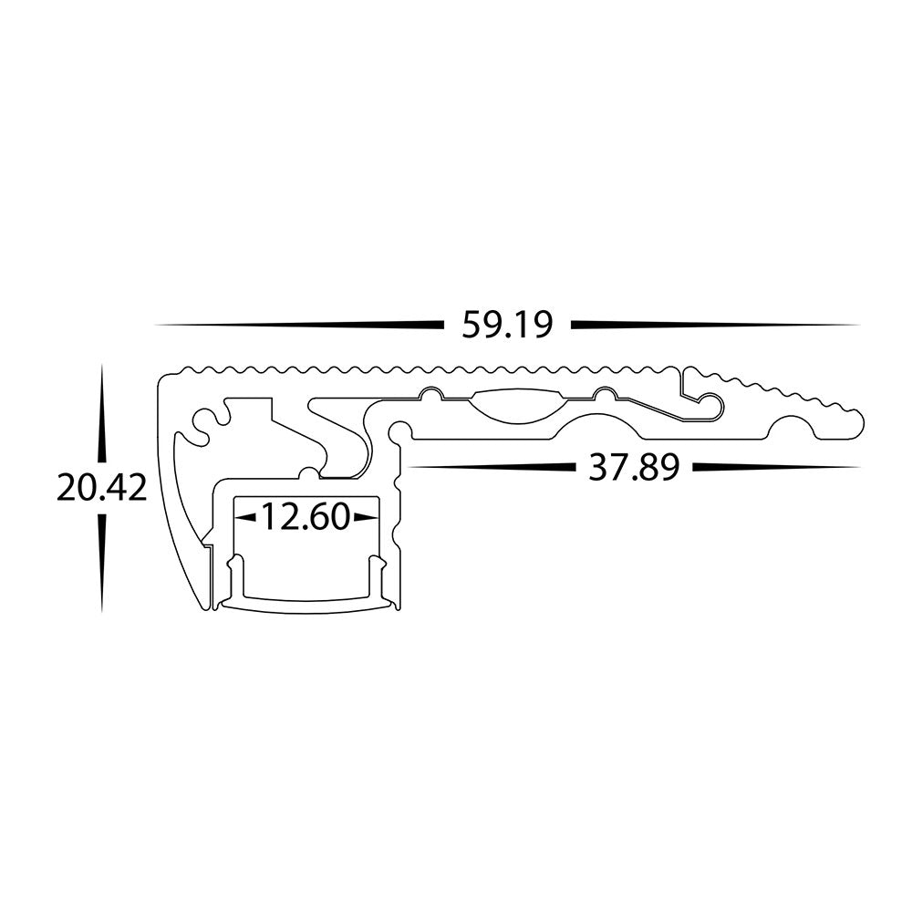 Step Tread 2 Meter 60x20mm Aluminium LED Profile Silver - HV9698-6020-2M