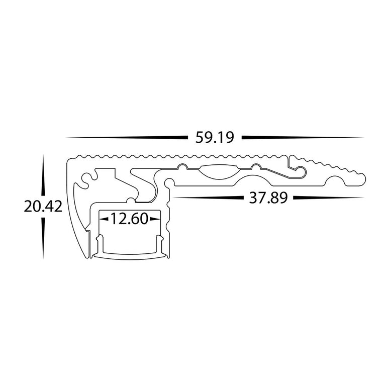 Step Tread 2 Meter 60x20mm Aluminium LED Profile Silver - HV9698-6020-2M