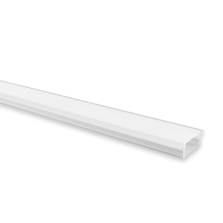Shallow Square Surface Mounted or Recessed 2 Meter 23x8mm Winged Aluminium LED Profile Silver - HV9699-2308-2M