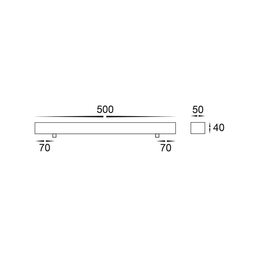 Rectangle Surface Mounted Aluminium Pendant Canopy 500mm Satin Chrome - HV9705-5050-SCH