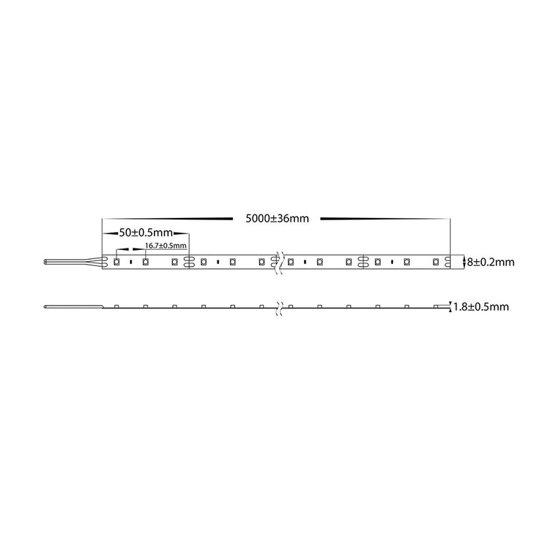 4.8W 12V DC Dimmable LED Strip / Natural White - HV9723-IP20-60-5K