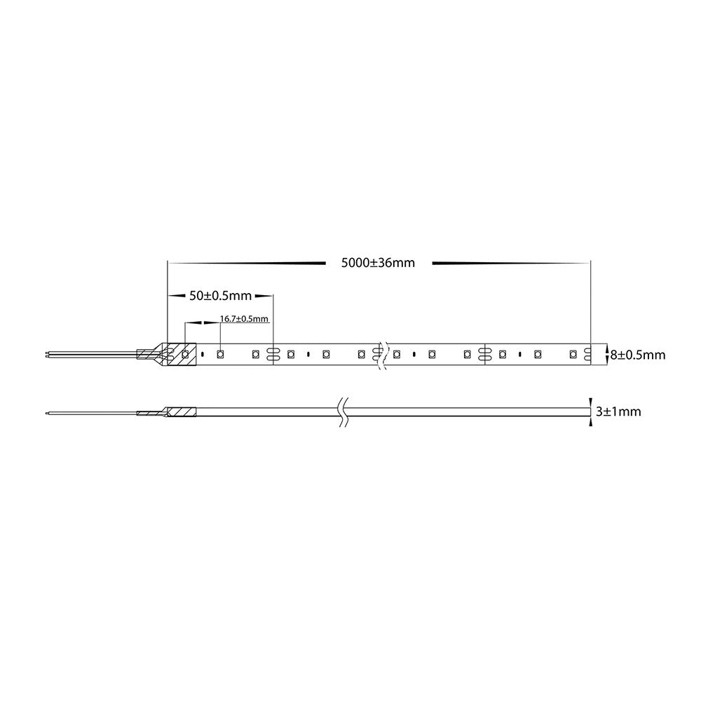 4.8W 12V DC Dimmable LED Strip / Natural White - HV9723-IP54-60-5K