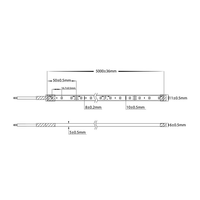 4.8W 12V DC Dimmable LED Strip / Warm White - HV9723-IP67-60-3K