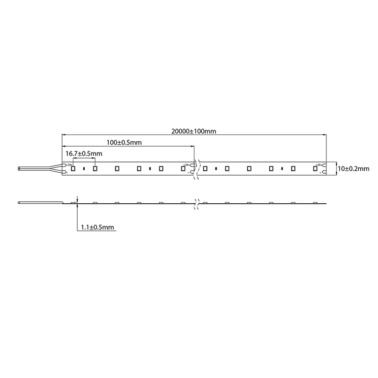 4.8W 24V DC Dimmable LED Strip / Daylight - HV9741-IP20-60-5K