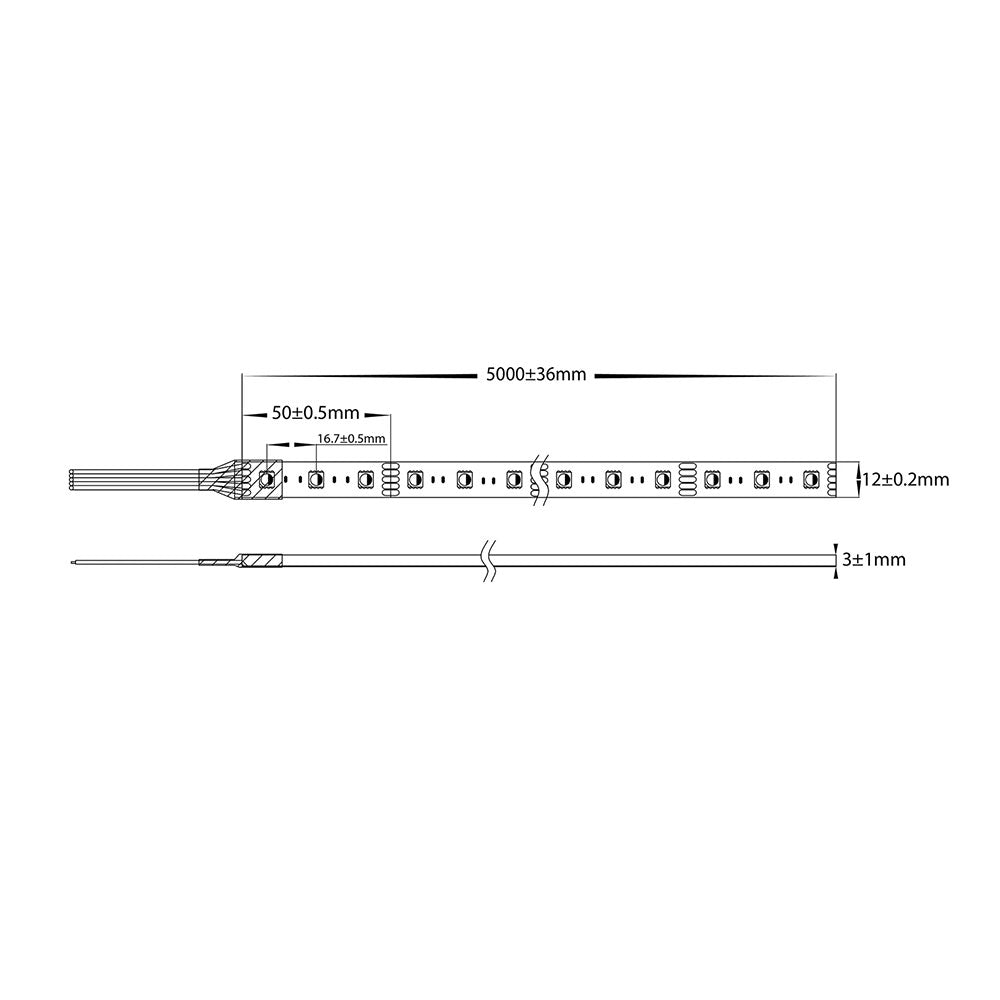 14.4W 12V DC Dimmable LED Strip / RGB + Cool White - HV9751-IP54-60-RGBC