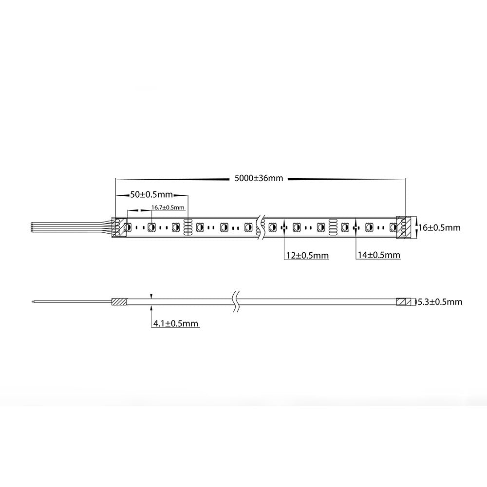 14.4W 12V DC Dimmable LED Strip / RGB + Cool White - HV9751-IP67-60-RGBC