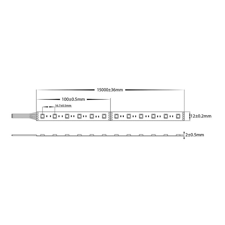 Long Run 30M RGB IP20 11W 24V DC 60 LED Strip - HV9753-IP20-60-RGB-30M