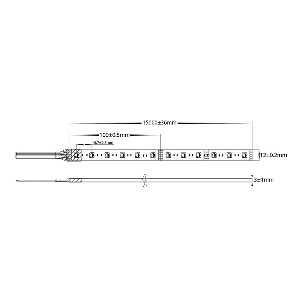 Long Run 15M RGBW IP54 11W 24V DC 60 LED Strip - HV9753-IP54-60-RGBW-15M