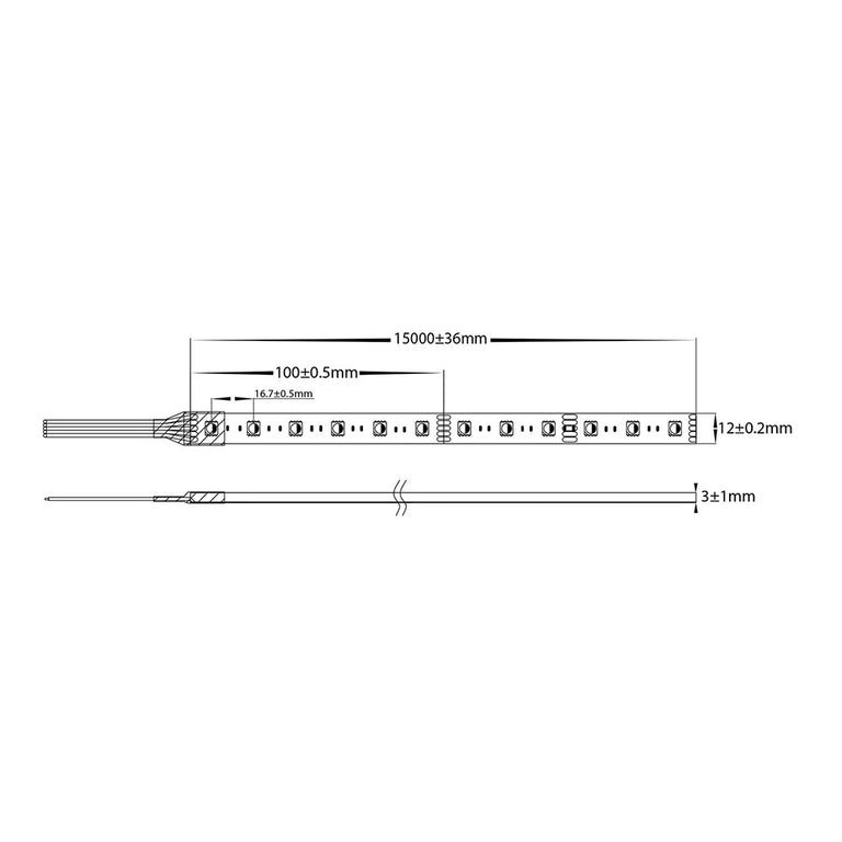 Long Run 15M RGBW IP54 11W 24V DC 60 LED Strip - HV9753-IP54-60-RGBW-15M
