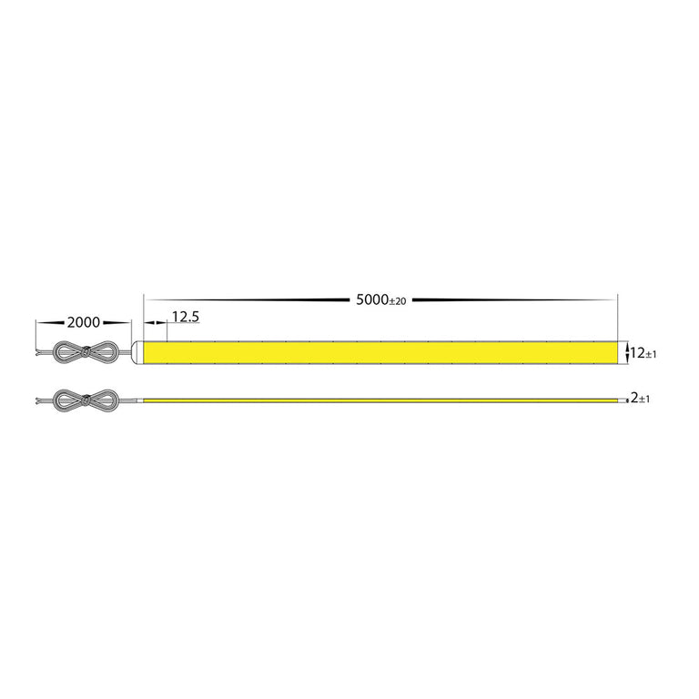 15W IP20 24V DC 1280 LED COB 3000K 1 Metre LED Strip / Warm White - HV9761-IP20-1280-3K
