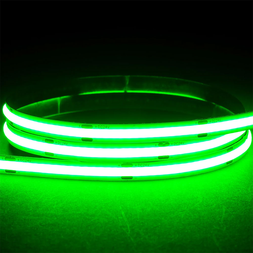9.6W IP20 24V DC 320 LED COB Dotless 1 Metre LED Strip / Green - HV9761-IP20-320-G