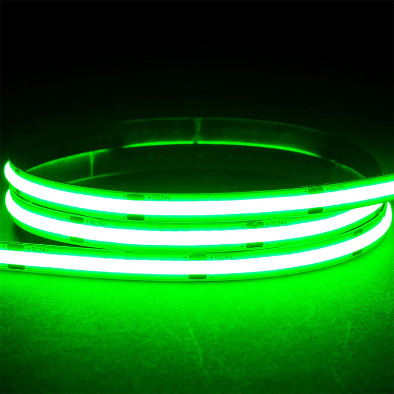9.6W IP20 24V DC 320 LED COB Dotless 1 Metre LED Strip / Green - HV9761-IP20-320-G