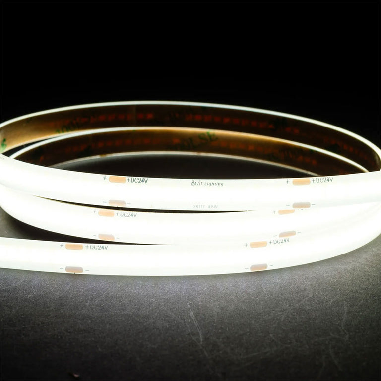 4.8W 24V DC 320 LED COB 10 Metre Dotless LED Strip / Cool White - HV9760-IP54-320-5K-10M