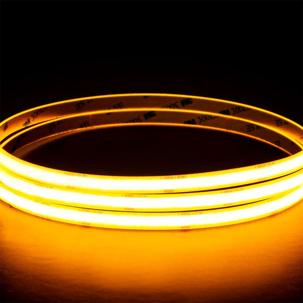 9.6W IP54 24V DC 320 LED COB Dotless 1 Metre LED Strip / Yellow - HV9761-IP54-320-Y