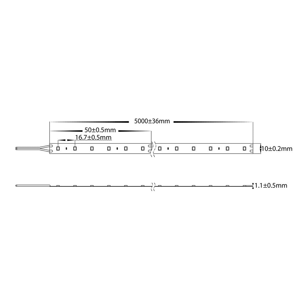 14.4W 12V DC Dimmable LED Strip / Natural White - HV9783-IP20-60-5K