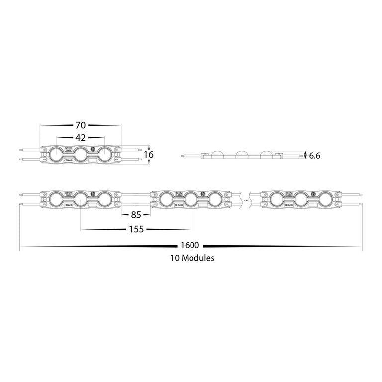 Signage LED Modules 0.72W IP65 12V DC 4000K 10 Pack / Neutral White - HV9794-IP65-10-4K