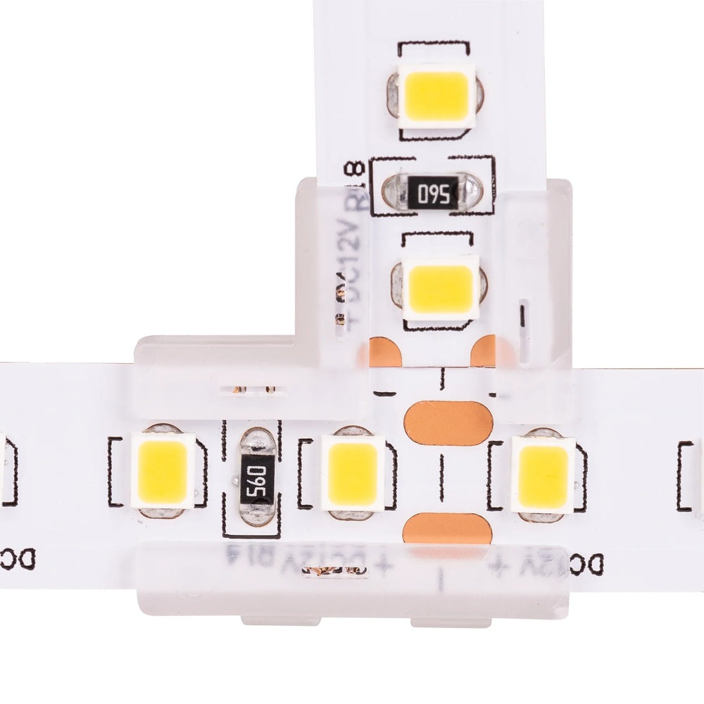 T Shape LED Strip Connector To Suit IP20 10mm PCB LED Strip 10 Pack - HV9954-T-10PK