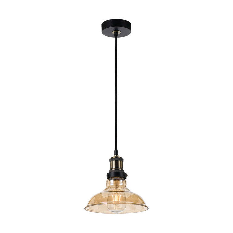 Hertel 1 Light Pendant Small Black / Amber - HERTEL PE20-BKAM