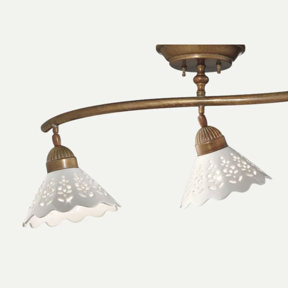 Fiori Di Pizzo 3lt Ceiling Light Antique Brass / White - 065.21.OC