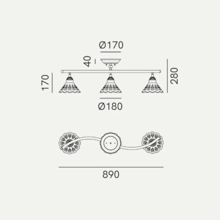 Fiori Di Pizzo 3lt Ceiling Light Antique Brass / White - 065.21.OC