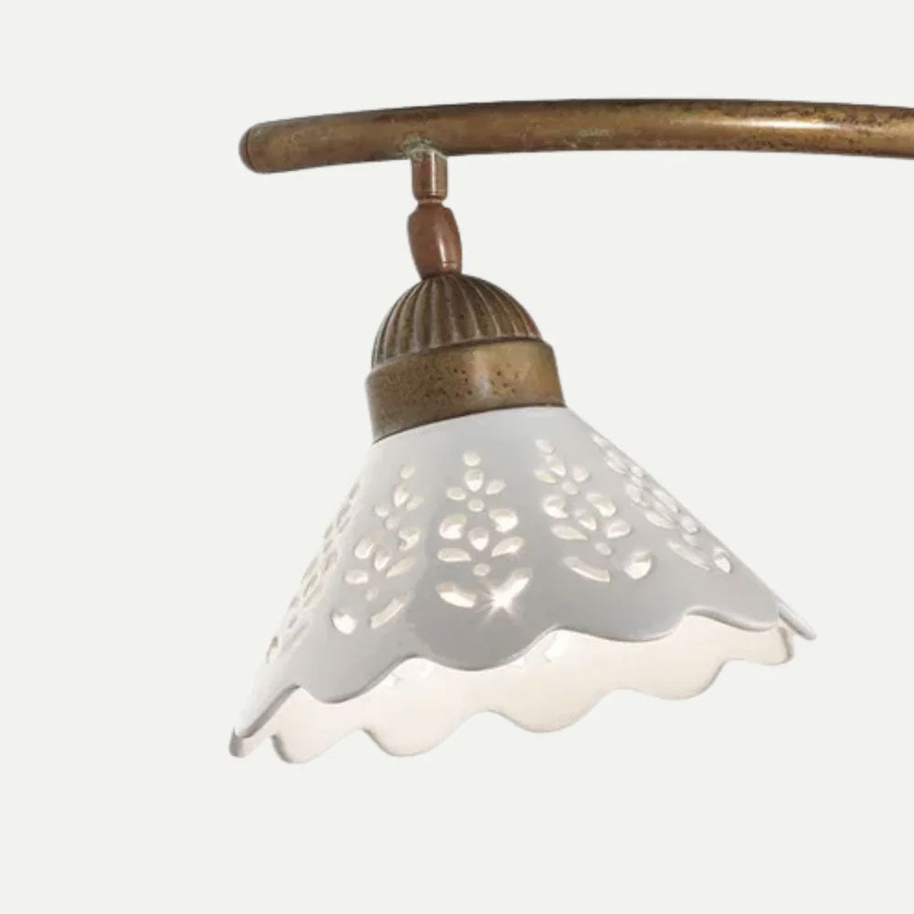 Fiori Di Pizzo 2lt Ceiling Light Antique Brass / Ceramic - 065.22.OC