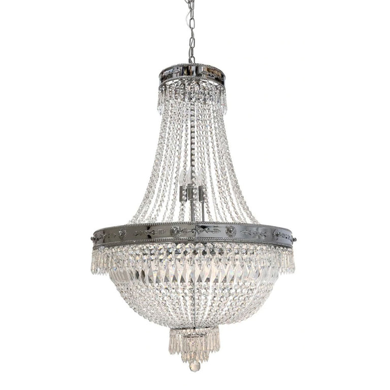 Impero 12 Light Crystal Chandelier Large Chrome - IMPERO-60-CH