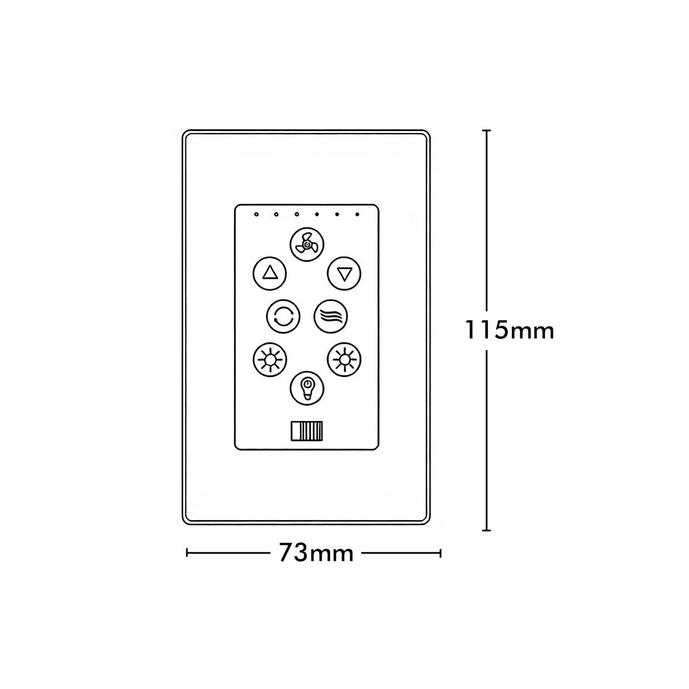 DC Ceiling Fan Wall Controller With Isolation Switch White - ISODCWALLCONTROL