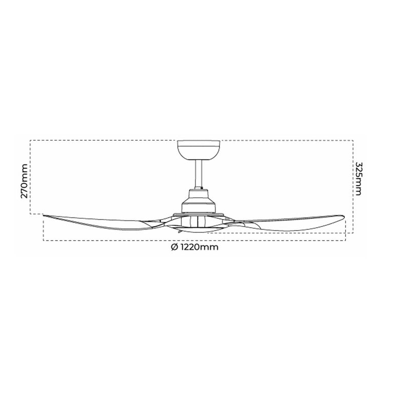 Ibiza 48" DC 3 Blade Ceiling Fan White - IBIZA/48/WH