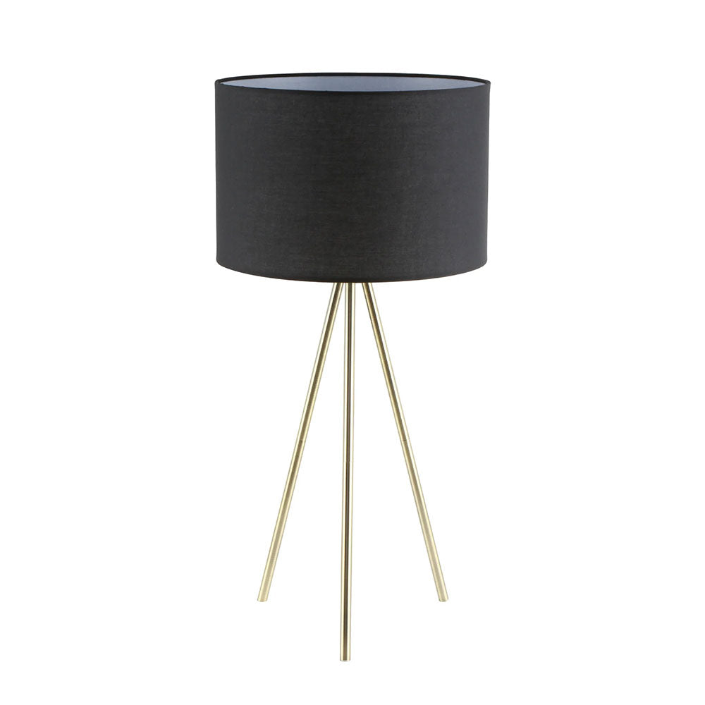 Tripod Table Lamp With Drum Shade Antique Brass / Black - JAMBES-T1