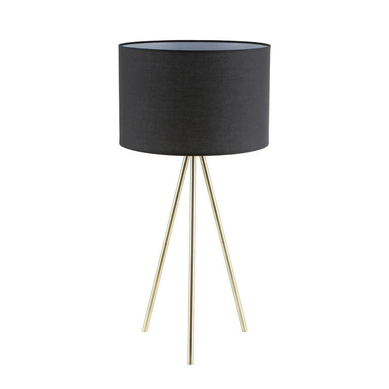 Tripod Table Lamp With Drum Shade Antique Brass / Black - JAMBES-T1