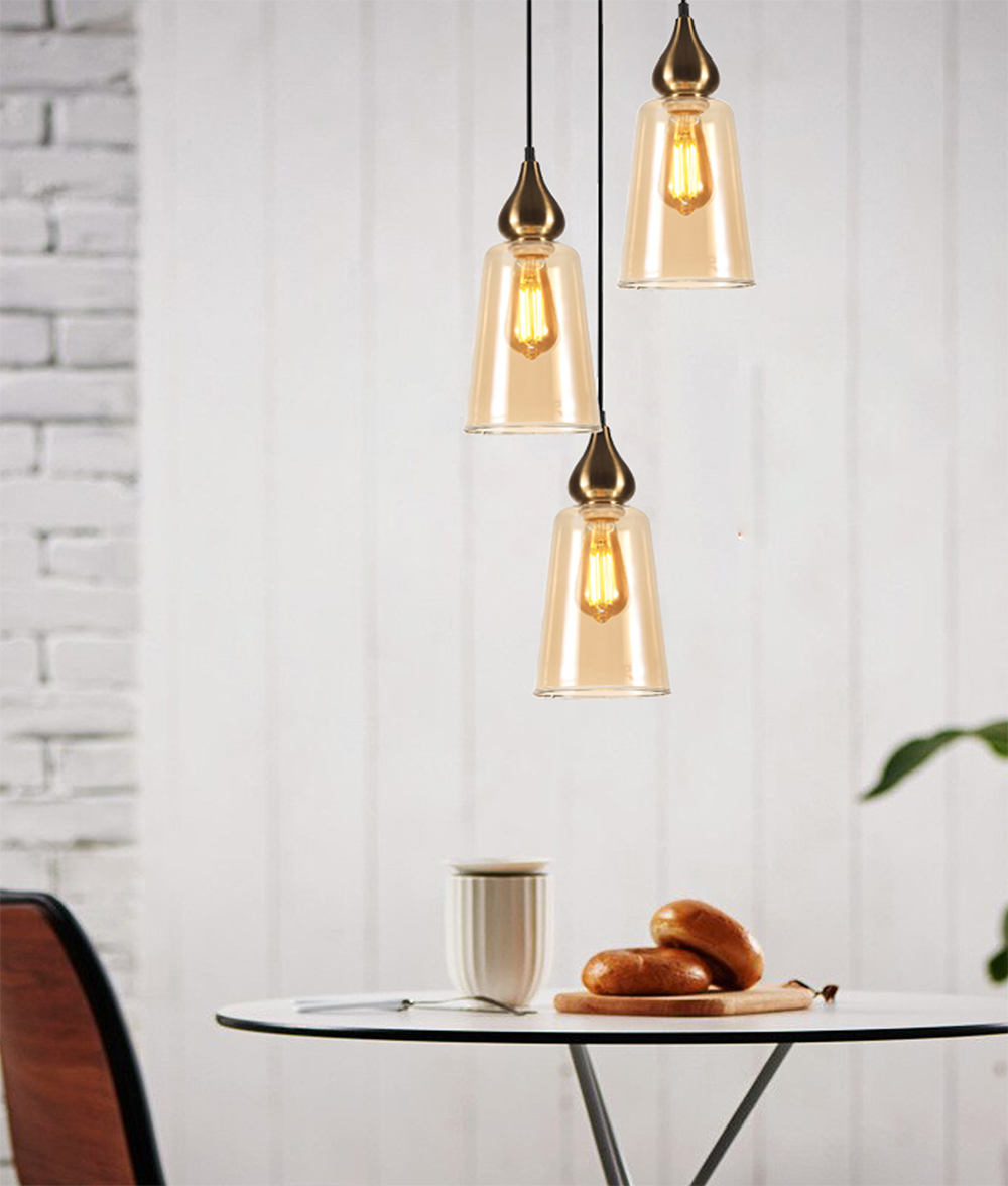Interior Ellipse Glass Shape 3 Light Pendant Bronze Amber - JEREZ1X3R