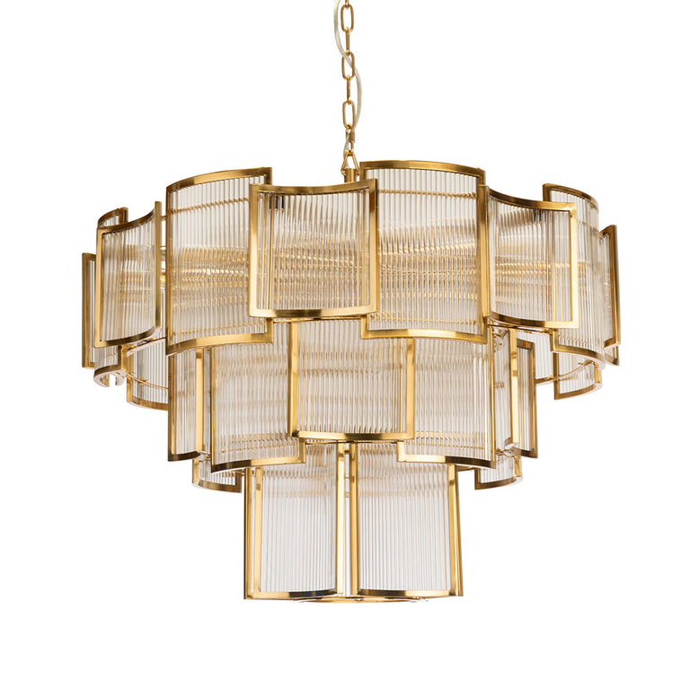 Jasina 20 Light Round Pendant Brushed Brass - JASINA-20L