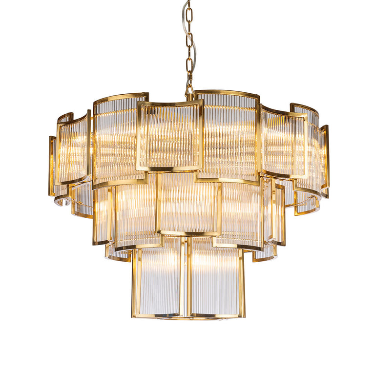 Jasina 20 Light Round Pendant Brushed Brass - JASINA-20L