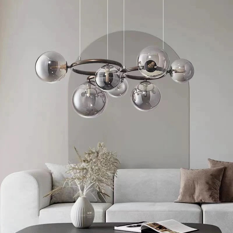 Jupiter 9 Light Pendant Black / Smoke