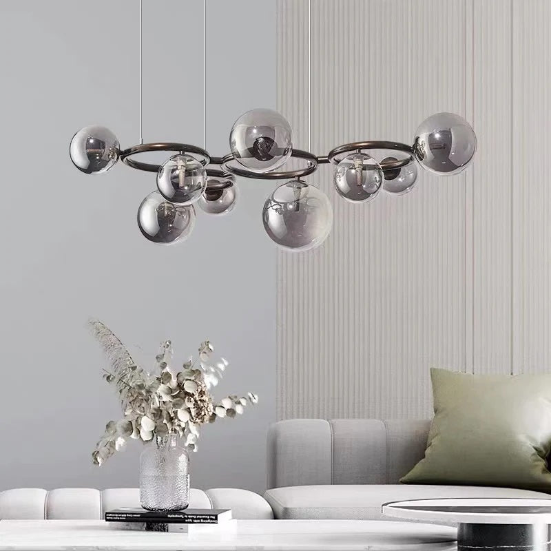 Jupiter 9 Light Pendant Black / Smoke