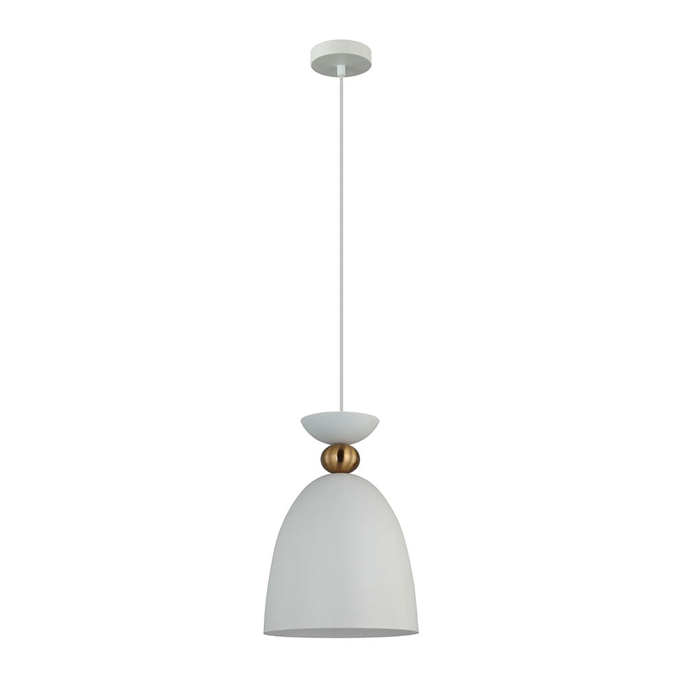 Interior Bell Shade with Brass Highlights Pendant Matt White - KANSI1