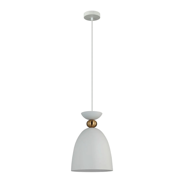 Interior Bell Shade with Brass Highlights Pendant Matt White - KANSI1