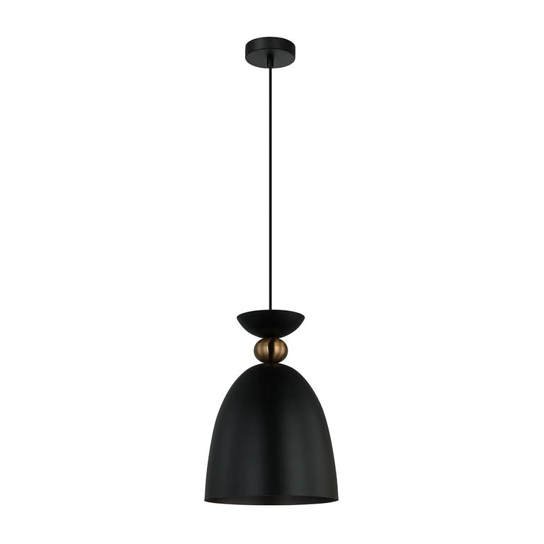 Interior Bell Shade with Brass Highlights Pendant Matt Black - KANSI2