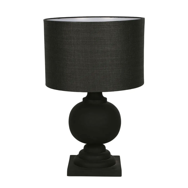 Coach Turned Wood Table Lamp Black Base With Black Shade - ELDOMR-2356BLK
