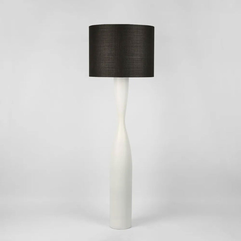 Callum Floor Lamp White With Black Shade - MRDLMP0029