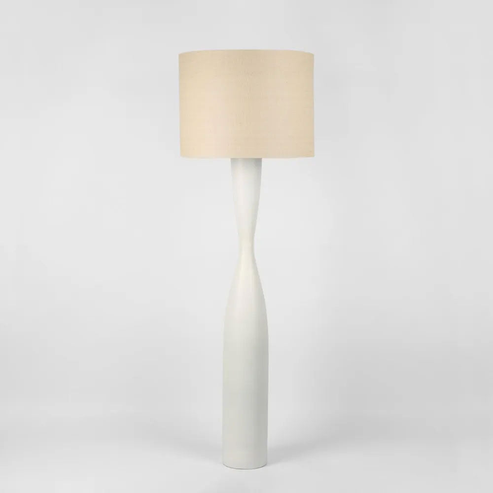 Callum Floor Lamp White With Natural Shade - MRDLMP0029
