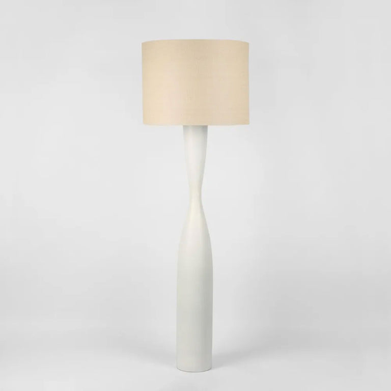 Callum Floor Lamp White With Natural Shade - MRDLMP0029