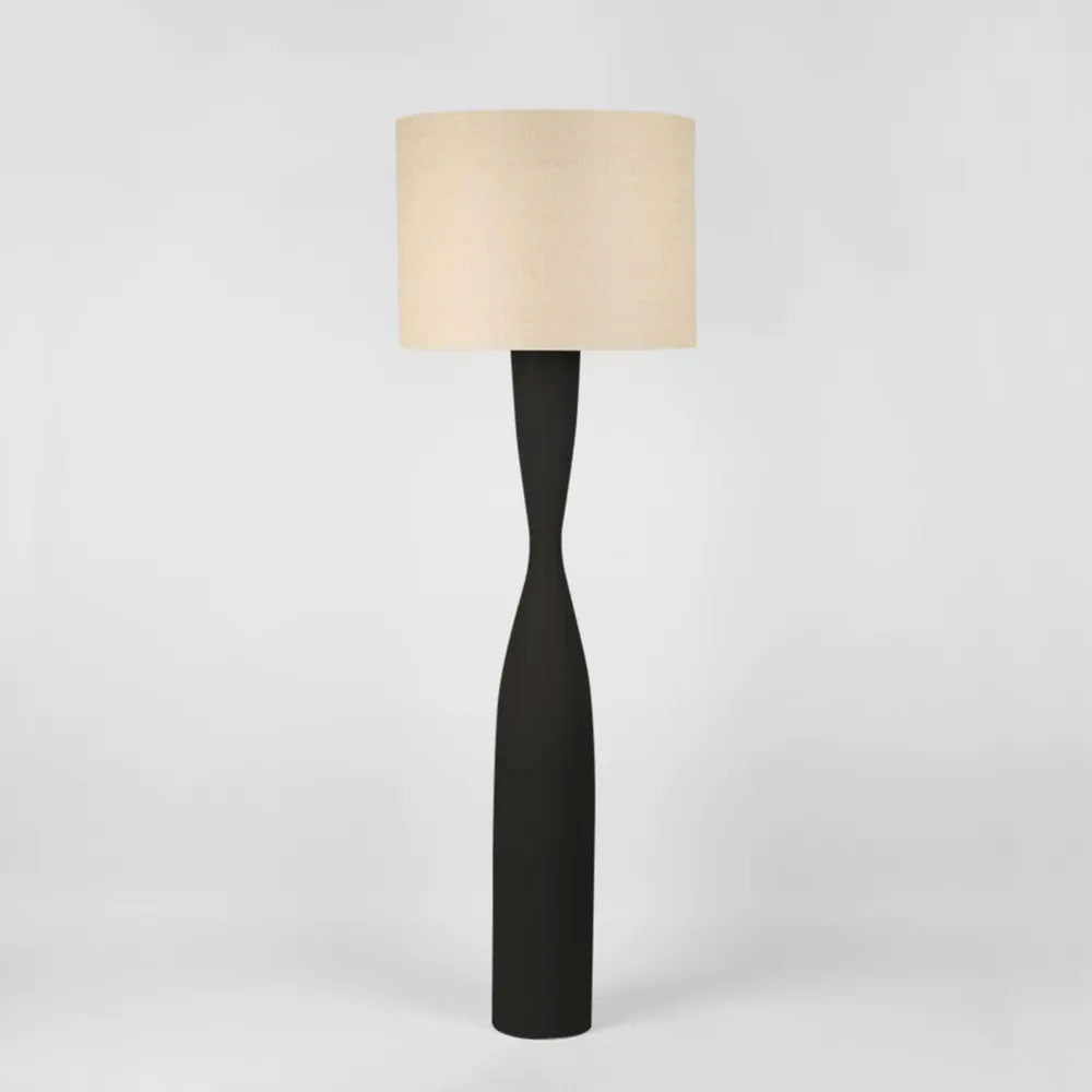 Callum Floor Lamp Black With Natural Shade - MRDLMP0030