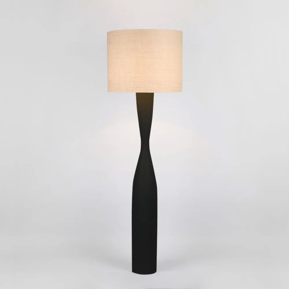 Callum Floor Lamp Black With Natural Shade - MRDLMP0030