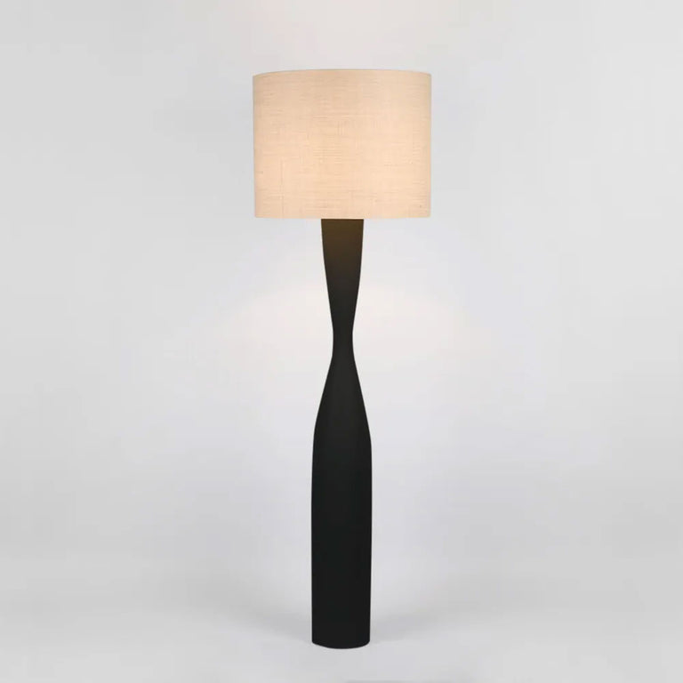 Callum Floor Lamp Black With Natural Shade - MRDLMP0030
