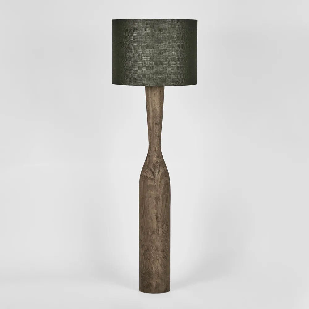 Callum Timber Floor Lamp With Black Shade - KITMRDLMP0046B